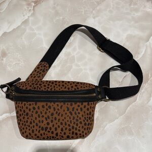 Leopard Print Brown Fanny Pack with Black Strap